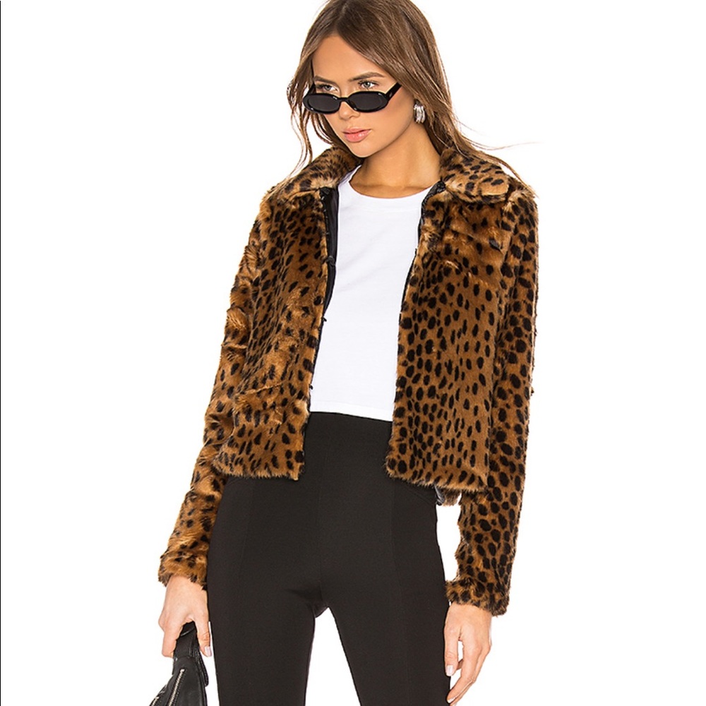 XXS Superdown Casey Leopard Faux Fur Coat
